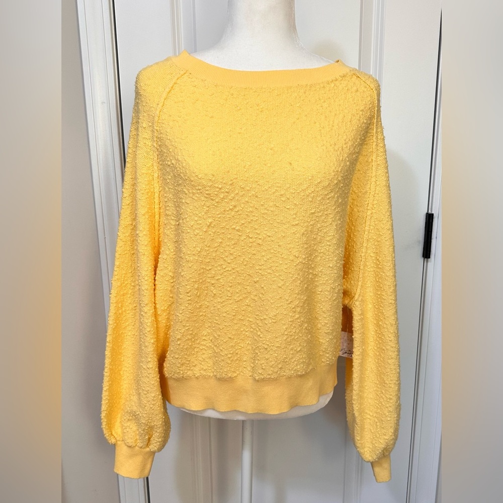 Free People FOUND MY FRIEND TEXTURED KNIT SWEATSHIRT Size- Small -Brand New
